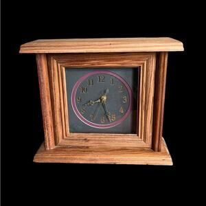 Vintage Square Wood Desk / Quartz Wall Clock